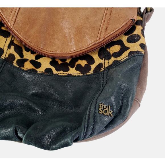 The Sak Tricolor Animal Hair Print Leather Slouchy Crossbody Hobo Adjustable Bag - Picture 3 of 13